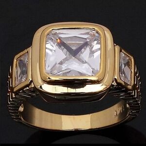 Men's Solitaire in White Topaz 18K Gold Filled Ring